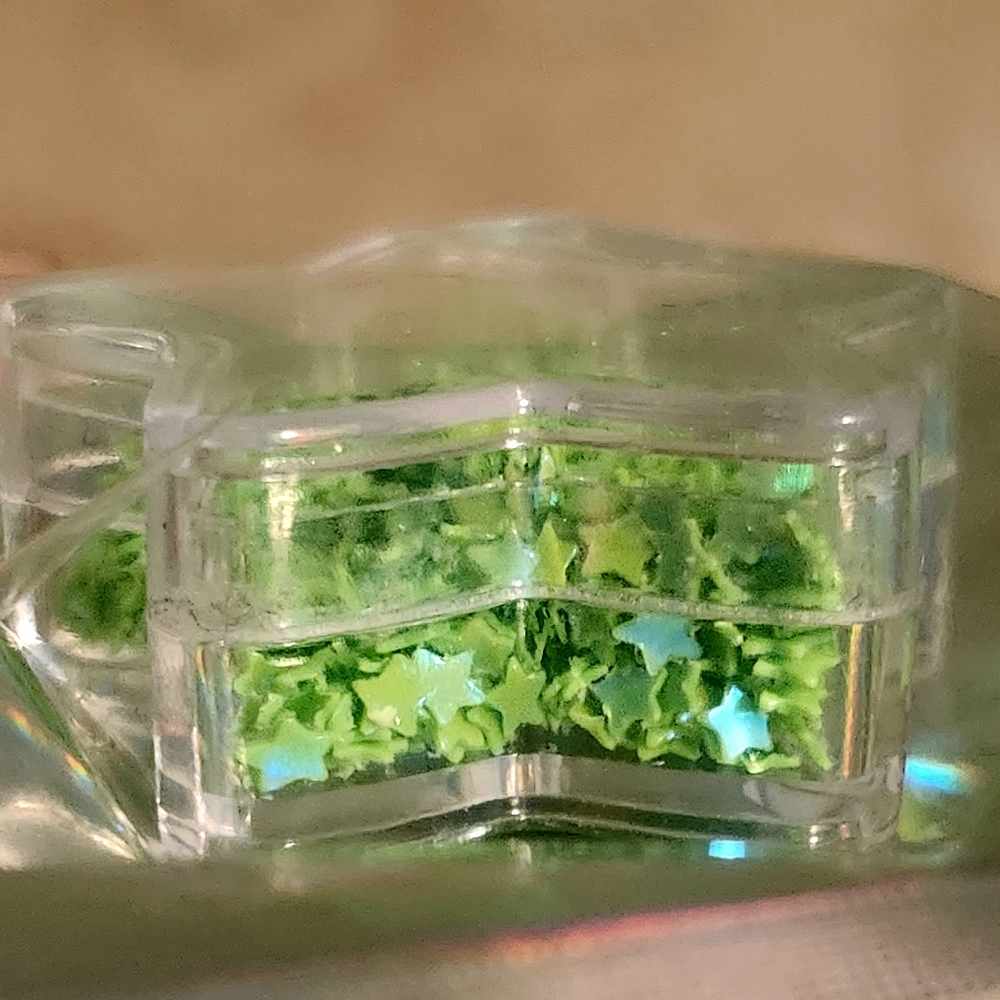 NWT Nail Art Designs Tiny Dainty Bright Green Holographic Confetti Stars! - Picture 6 of 8